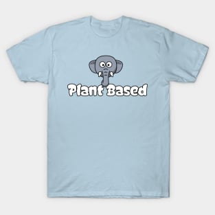 Plant Based Vegan Vegetarian Elephant Cartoon Kids Tshirt T-Shirt